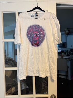 UFC White Tee with Pink and Purple Retro sean o malley Graphic